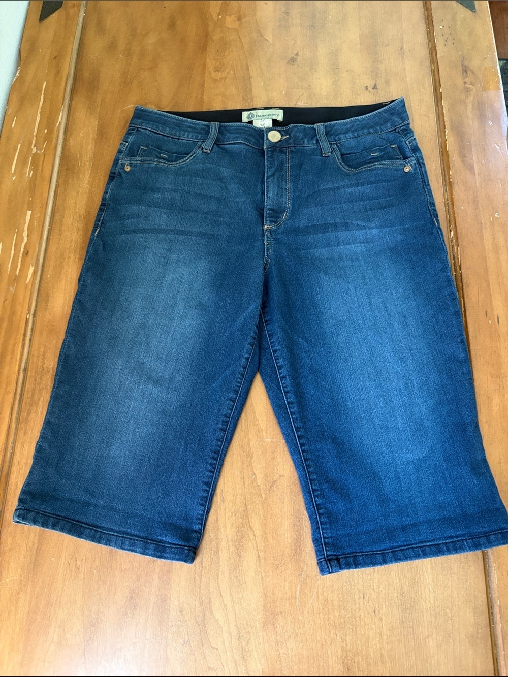 Democracy Ab Technology Dark Blue Denim Bermuda Shorts Size 12